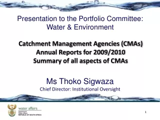 Catchment Management Agencies (CMAs) Annual Reports for 2009/2010 Summary of all aspects of CMAs