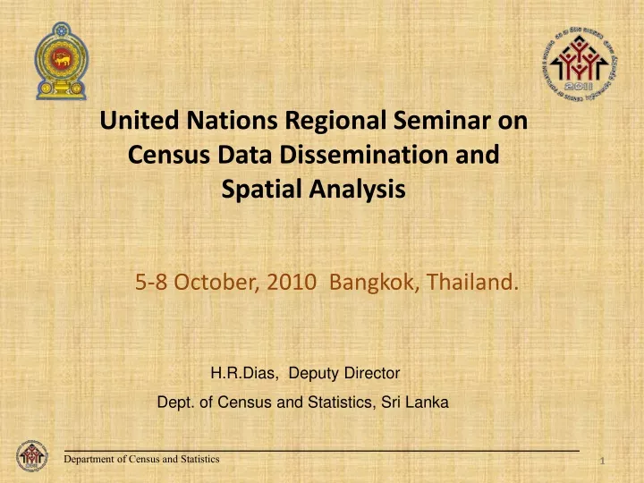 united nations regional seminar on census data dissemination and spatial analysis