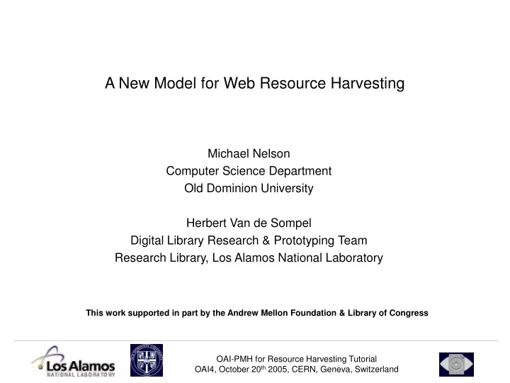 a new model for web resource harvesting