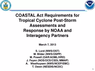 COASTAL Act Requirements for Tropical Cyclone Post-Storm Assessments and  Response by NOAA and