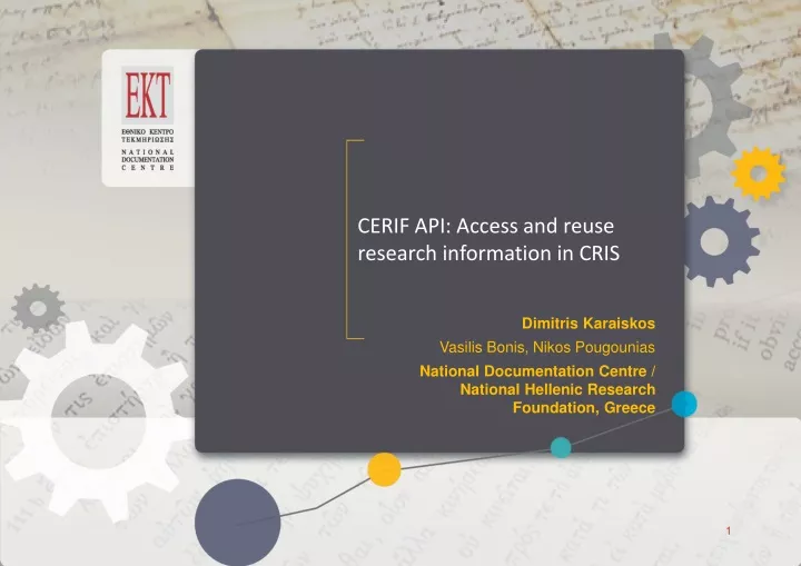cerif api access and reuse research information in cris
