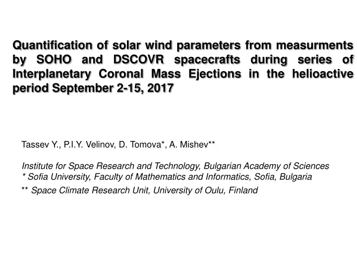 quantification of solar wind parameters from
