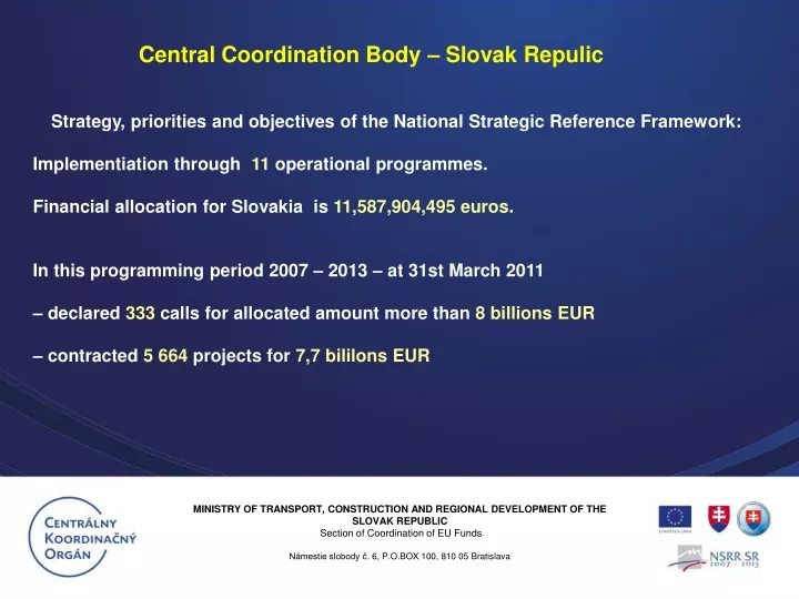 central coordination body slovak repulic
