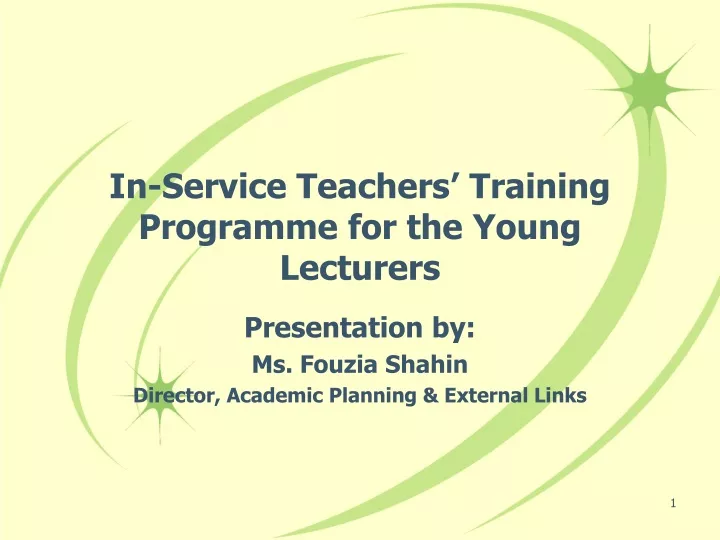 in service teachers training programme for the young lecturers