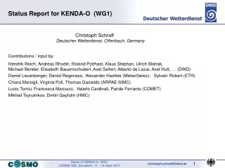 Status Report for KENDA-O  (WG1)