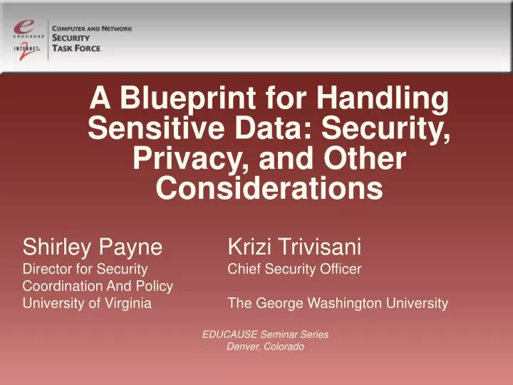 a blueprint for handling sensitive data security privacy and other considerations