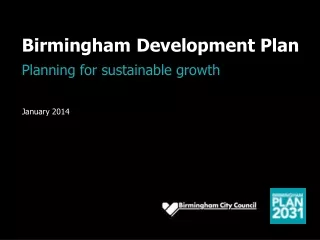 Birmingham Development Plan Planning for sustainable growth