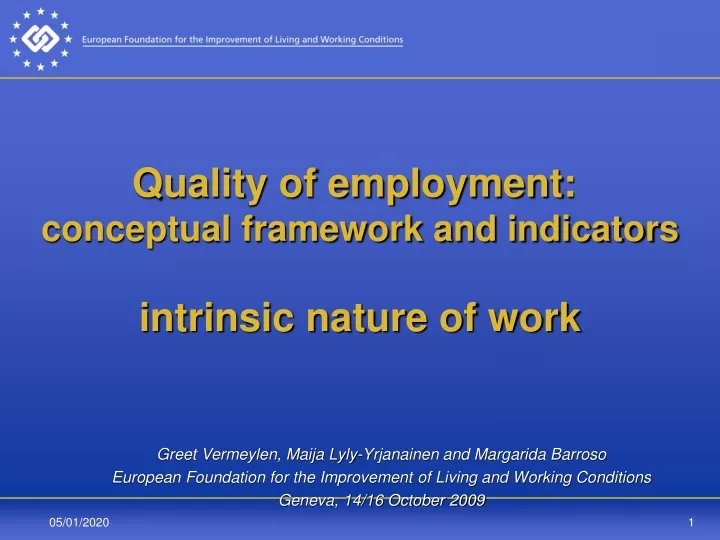 quality of employment conceptual framework and indicators intrinsic nature of work