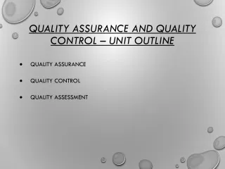 Quality Assurance and Quality Control – Unit Outline