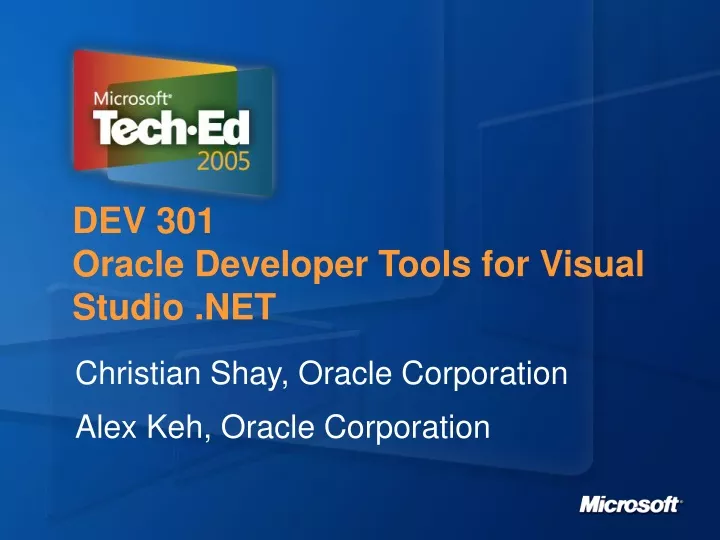 dev 301 oracle developer tools for visual studio net