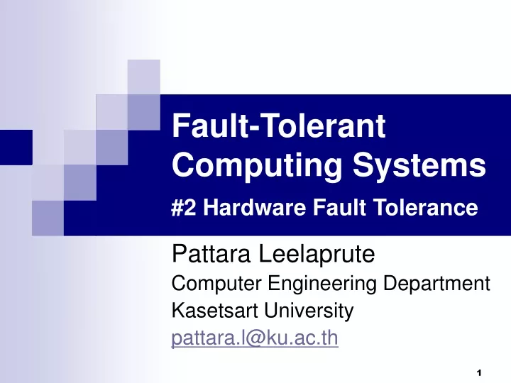 fault tolerant computing systems 2 hardware fault tolerance
