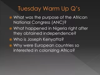 Tuesday Warm Up Q’s