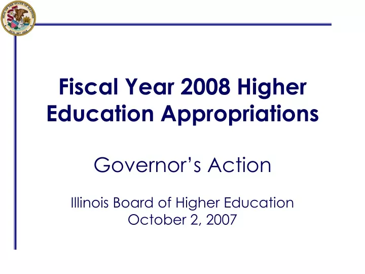fiscal year 2008 higher education appropriations