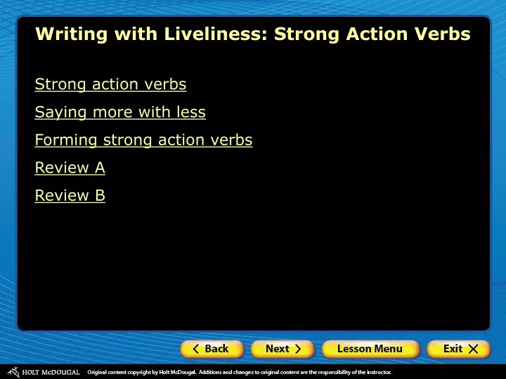 writing with liveliness strong action verbs