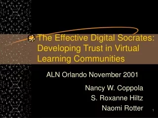 The Effective Digital Socrates: Developing Trust in Virtual Learning Communities