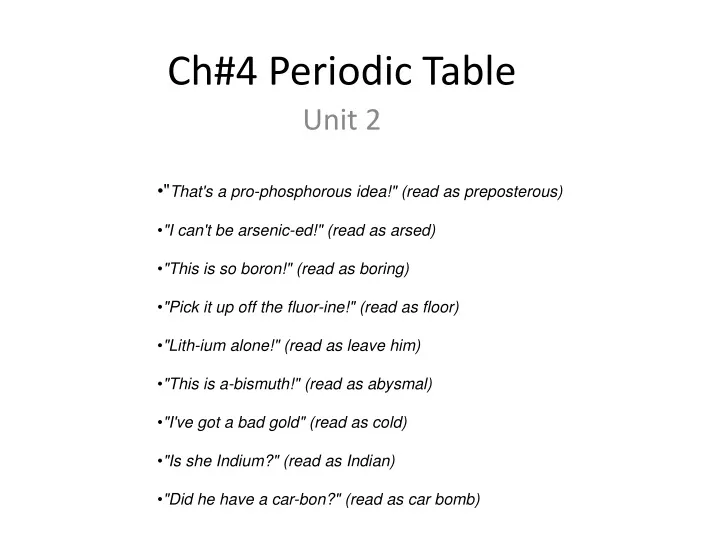 ch 4 periodic table