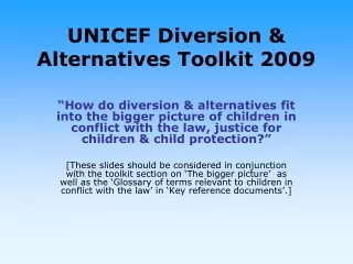 UNICEF Diversion &amp; Alternatives Toolkit 2009