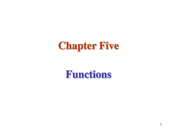 chapter five functions
