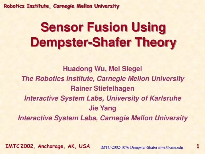 sensor fusion using dempster shafer theory