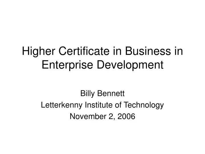 higher certificate in business in enterprise development