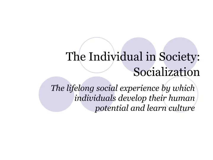 the individual in society socialization