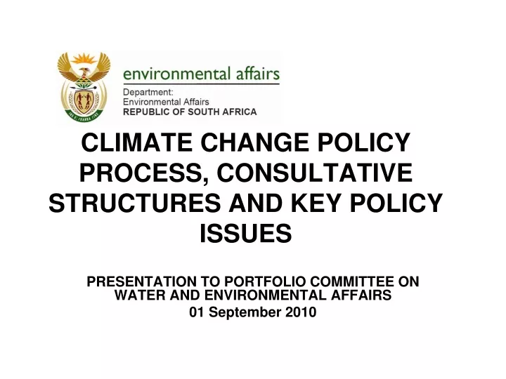 climate change policy process consultative structures and key policy issues