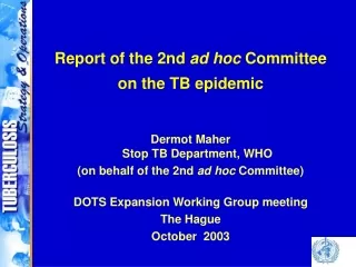 Report of the 2nd  ad hoc  Committee on the TB epidemic Dermot Maher  Stop TB Department, WHO