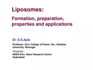 Liposomes: Formation, preparation, properties and applications