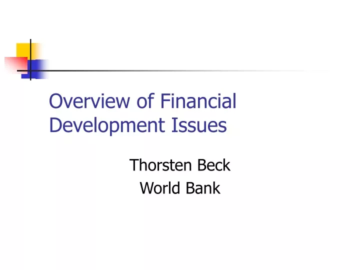 overview of financial development issues