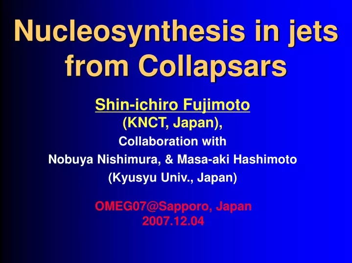 nucleosynthesis in jets from collapsars