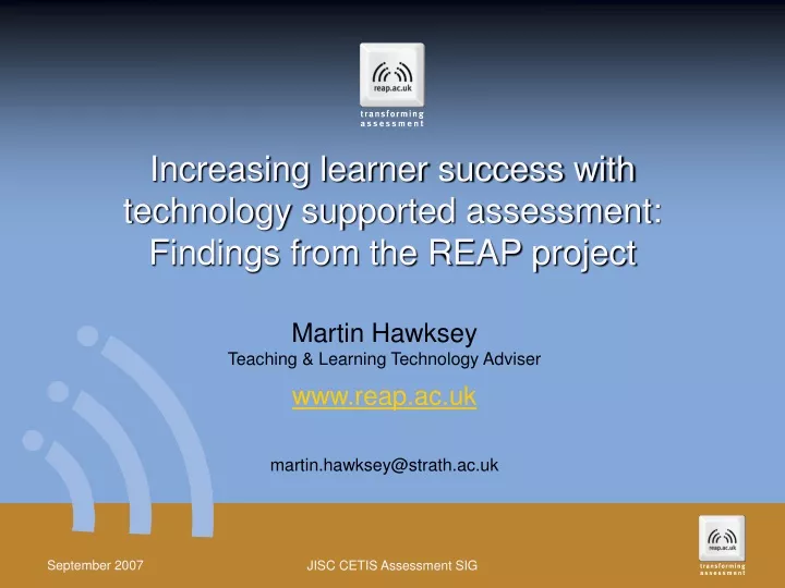 increasing learner success with technology supported assessment findings from the reap project