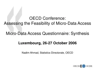 Luxembourg, 26-27 October 2006 Nadim Ahmad, Statistics Directorate, OECD