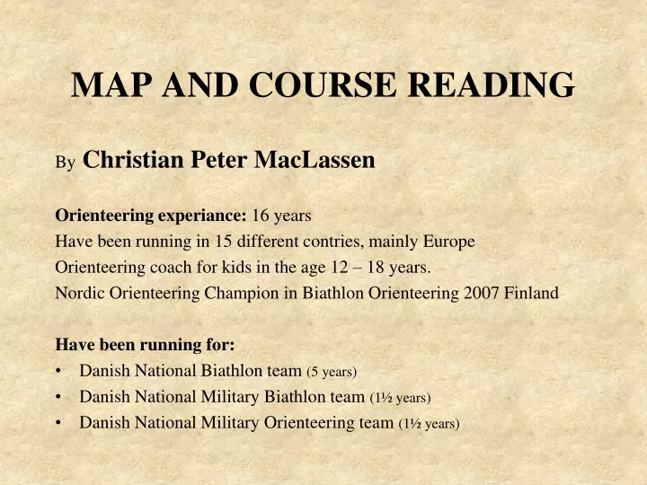 map and course reading