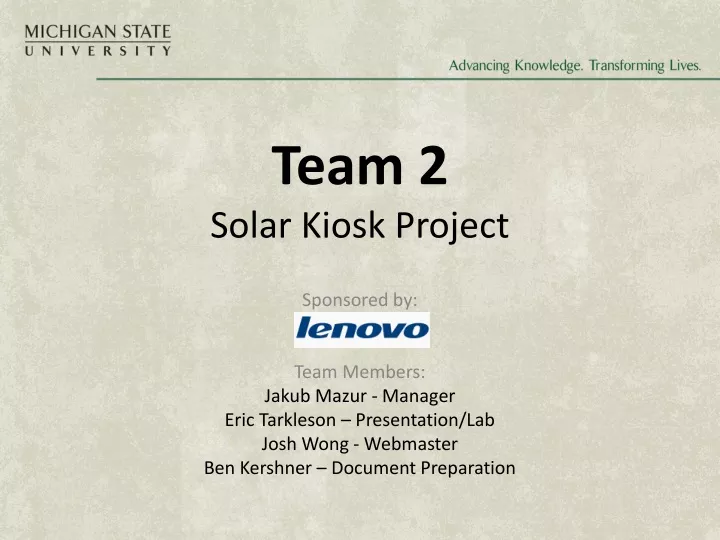 team 2 solar kiosk project