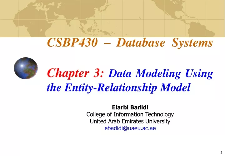 csbp430 database systems chapter 3 data modeling using the entity relationship model