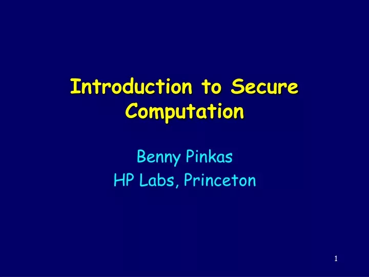 introduction to secure computation