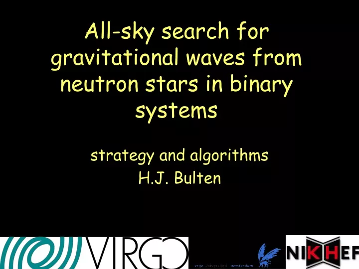 all sky search for gravitational waves from neutron stars in binary systems