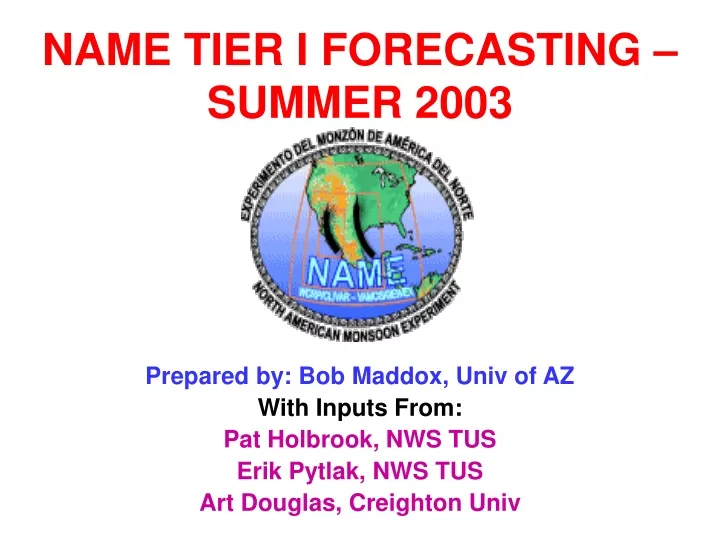 name tier i forecasting summer 2003