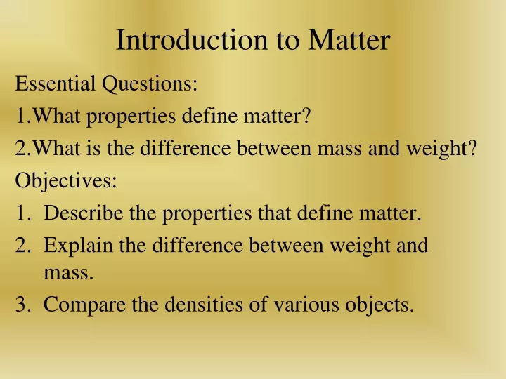 introduction to matter