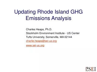 Updating Rhode Island GHG Emissions Analysis