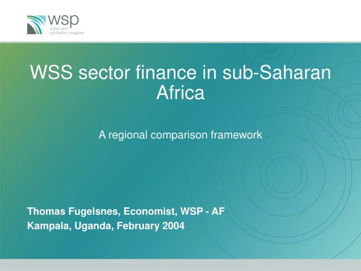 wss sector finance in sub saharan africa a regional comparison framework