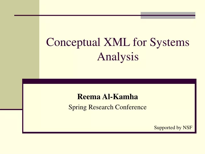 conceptual xml for systems analysis