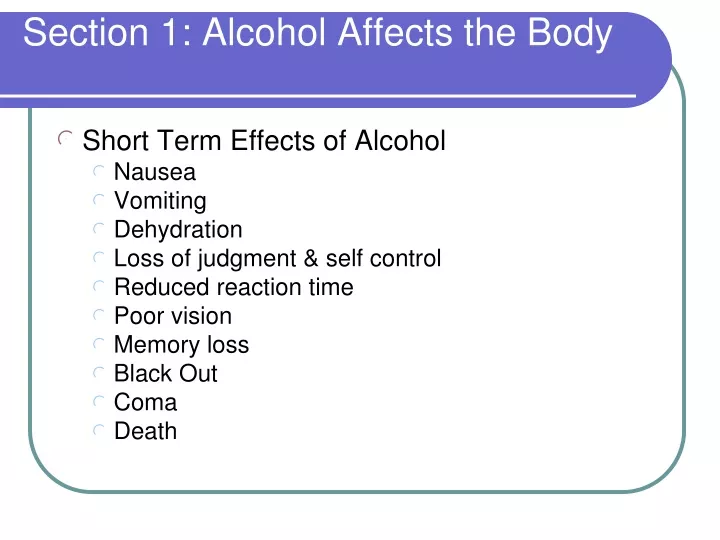 section 1 alcohol affects the body