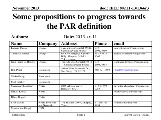 Some propositions to progress towards the PAR definition