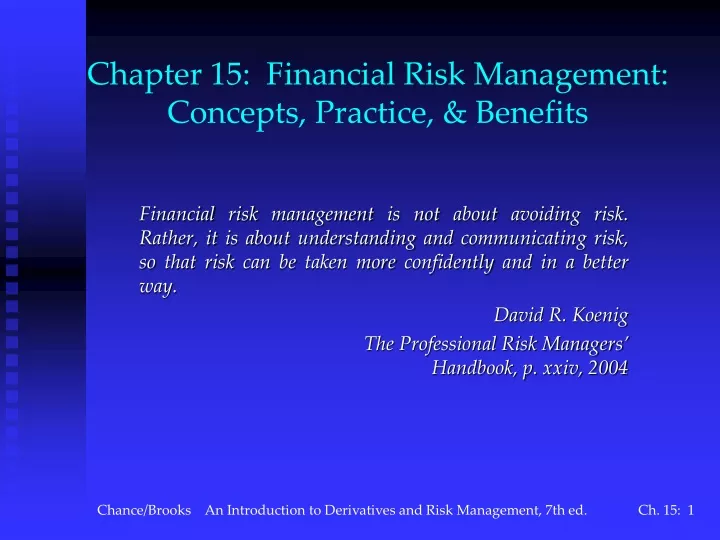 chapter 15 financial risk management concepts practice benefits