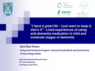 Ana Diaz-Ponce  Living with Dementia Program -School of Social Work and Social Policy