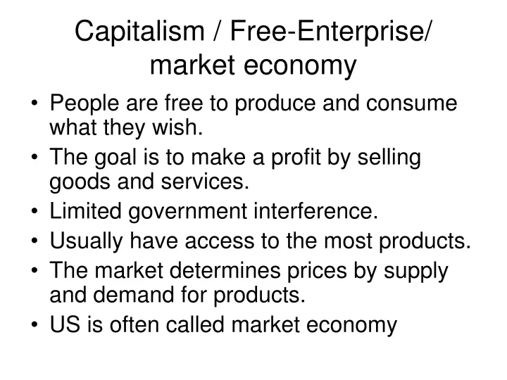 capitalism free enterprise market economy