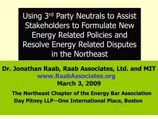 Dr. Jonathan Raab, Raab Associates, Ltd. and MIT RaabAssociates March 3, 2009