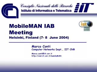 MobileMAN IAB Meeting Helsinki, Finland (7- 8  June 2004)