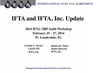 IFTA and IFTA, Inc. Update
